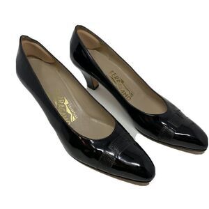 Salvatore Ferragamo Womens Heel Pump Black 9.5 AAAA Narrow Italy Patent …